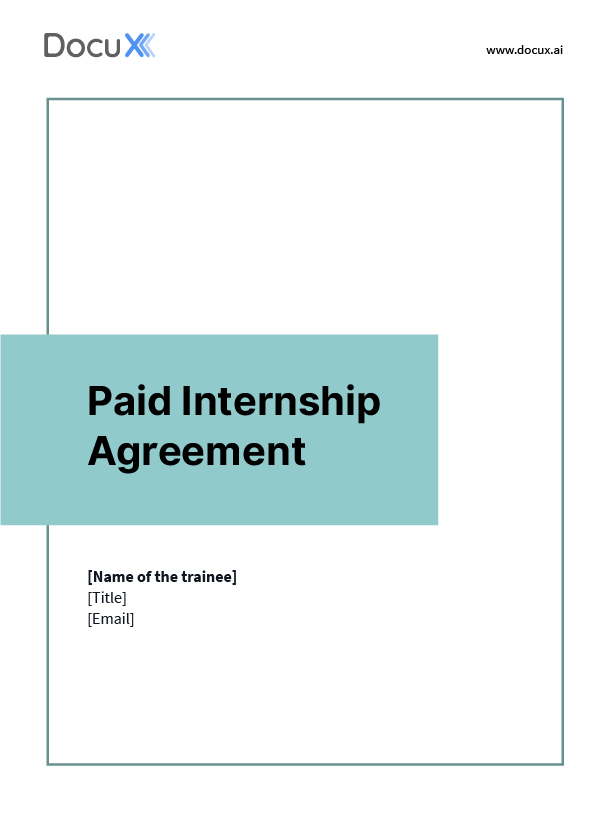 Internship Agreement (Paid)