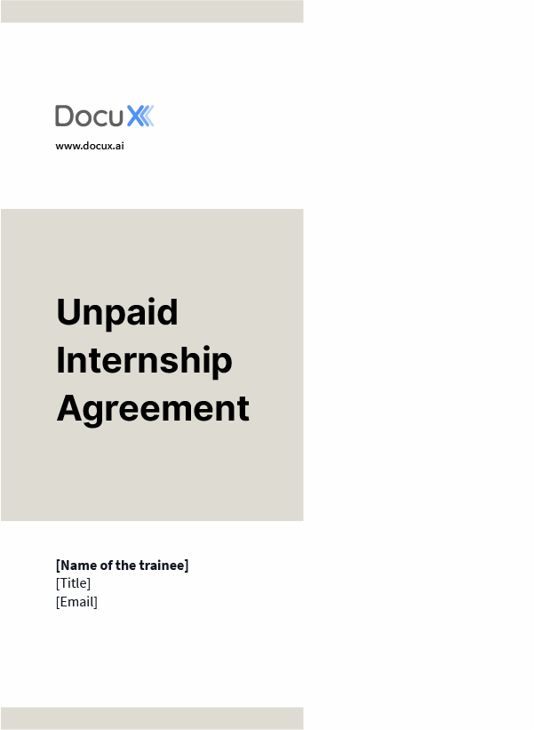 Internship Agreement (Unpaid)