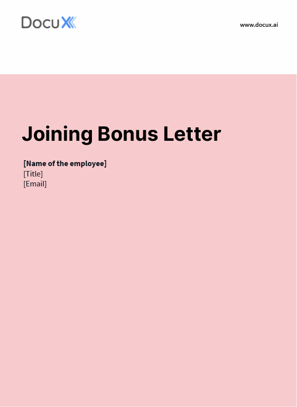 Joining Bonus Letter