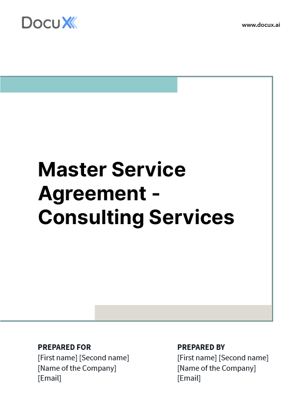 Master Service Agreement - Consulting Services