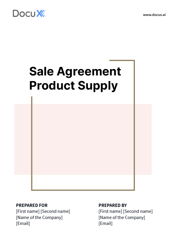 Sale Agreement - Product Supply