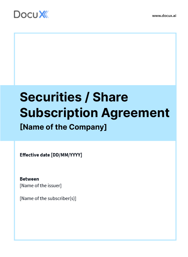 Securities / Share Subscription Agreement